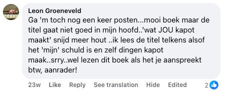 Valódi Facebook-vélemény a könyvről – Engedd el, ami tönkretesz
